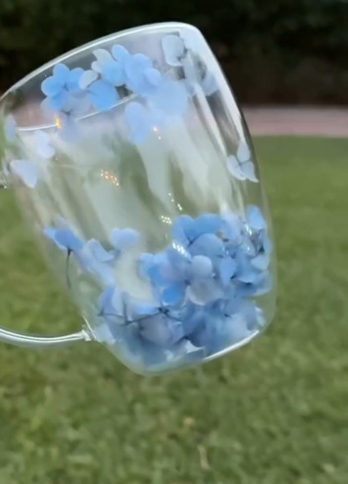Double glass floral cup
