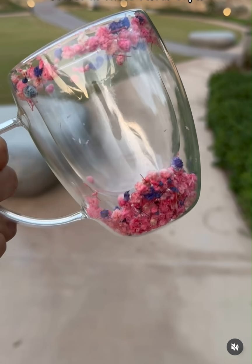 Double glass floral cup