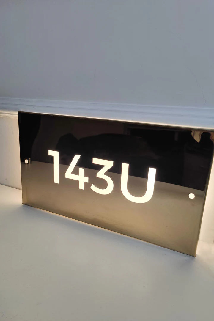 Stainless Steel Custom Gold Backlit House Plate / Sign