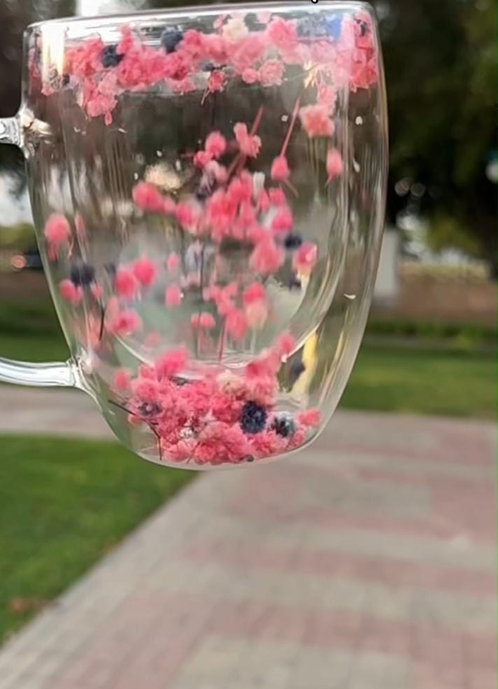 Double glass floral cup