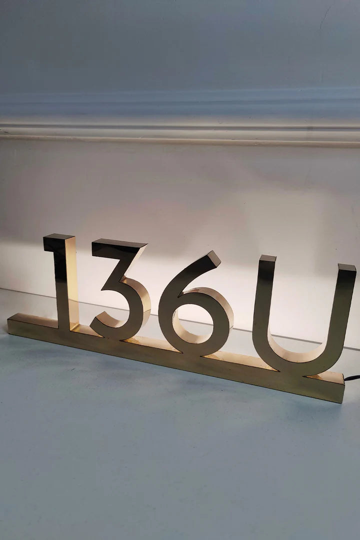 Stainless Steel Custom Backlit House Number - gold