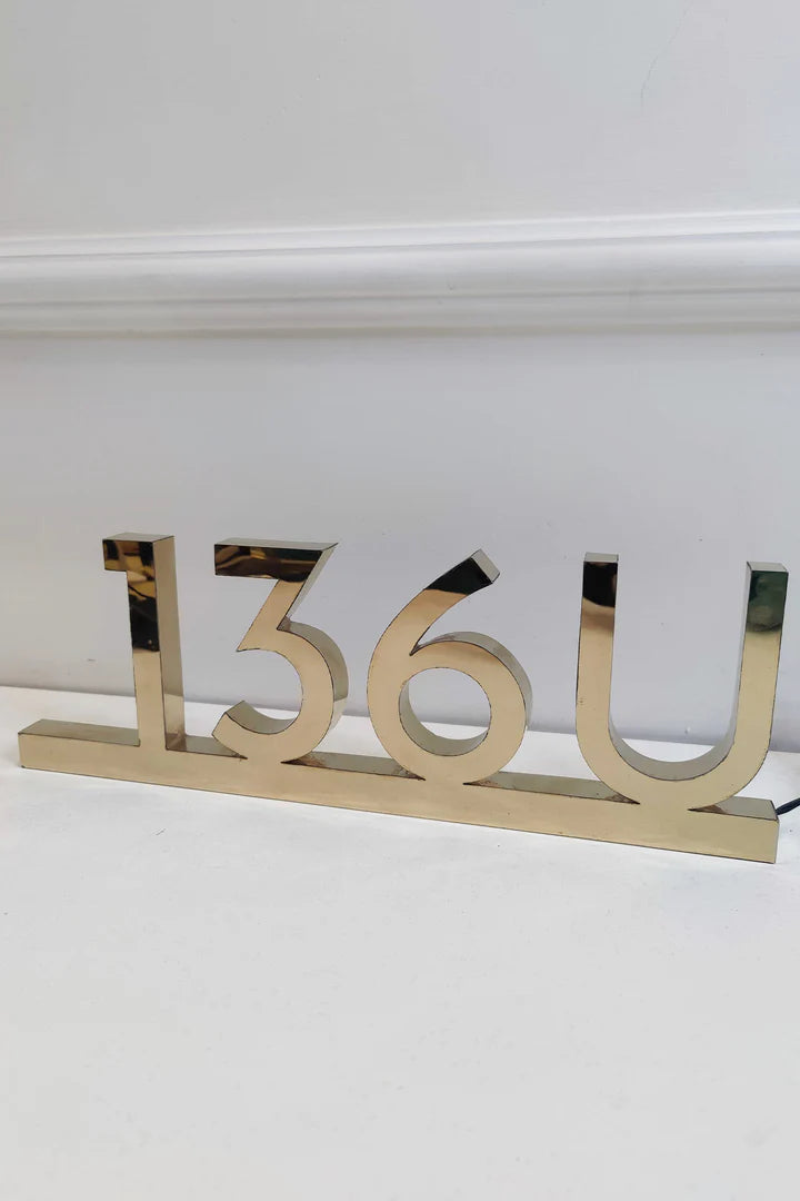 Stainless Steel Custom Backlit House Number - gold