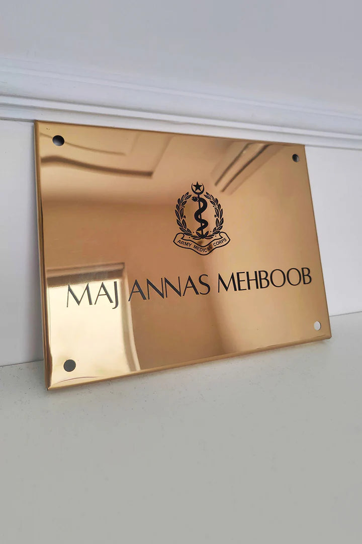 Stainless Steel Gold & Black House Plate / Sign